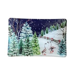 Michel Design Works Christmas Snow Rectangular Glass Soap Dish